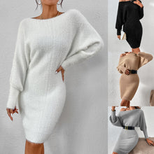Load image into Gallery viewer, New Women&#39;s Spring And Summer Four Color One Neck Medium Long Sweater Dress