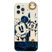 Load image into Gallery viewer, Blue light black-and-white Mickey is suitable for iPhone 12 / 11promax mobile phone case with flash drill and glue dropping
