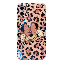 Load image into Gallery viewer, Leopard-Print Mickey and Minnie for iPhone12promax Mobile Phone Case Flash Drill Apple 11 Drops Of Glue 13 Soft Cover 7/8p Case