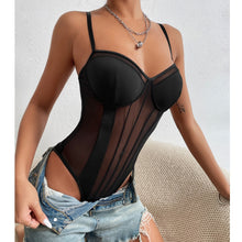Load image into Gallery viewer, Summer New Sexy See-Through Backless Lace Fishbone Stitching Jumpsuit Bodysuit
