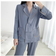 Load image into Gallery viewer, 2 Pieces Faux Silk Satin Pajamas Set Autumn Women Sleepwear