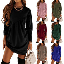 Load image into Gallery viewer, Europe and America Autumn and Winter New Solid Long Sleeve Irregular Dress