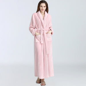 The Same Pajamas Winter Pajamas Thickened And Lengthened Bathrobe LOGO Flannel Bathrobe