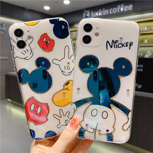 Cartoon Mickey XSMAX Mobile Phone Case Suitable For iPhone12pro Apple XR Flash Drill Glue Dropping Soft Case 11 / 8plus