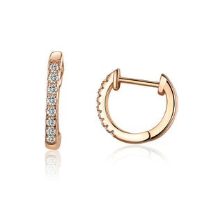 Bamoer 14K Gold Plated 925 Sterling Silver Cuff Earrings with Cubic Zircon, 10 Colors Huggie Stud for Women Girl SCE498