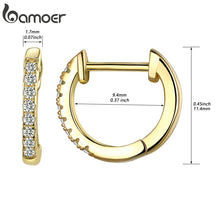 Load image into Gallery viewer, Bamoer 14K Gold Plated 925 Sterling Silver Cuff Earrings with Cubic Zircon, 10 Colors Huggie Stud for Women Girl SCE498