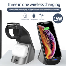 Load image into Gallery viewer, 3-In-1 Wireless Charger For Apple Mobile Phone Watch Headset Vertical Wireless Charging Three-In-One Fast Charge