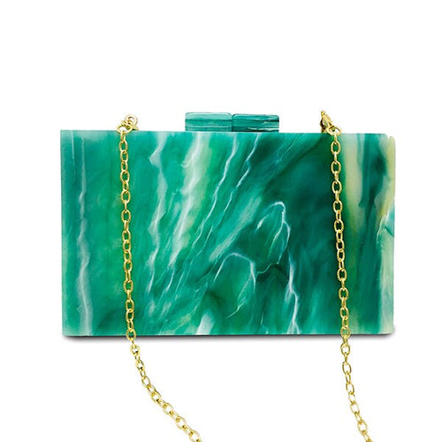Acrylic Small Stone Pattern Green Dinner Clutch