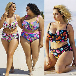 Plus Size Bikini Women Push Up Padded Hight Waist Bikini Set Swimwear Swimsuit Bathing Suit Beachwear Large Size Swimwear