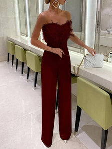 New Feather Tube Top Sexy Fashion Jumpsuit