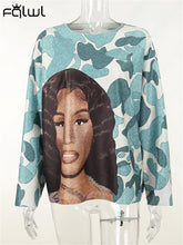 Load image into Gallery viewer, Fall Blue Pink Print Sweatshirt
