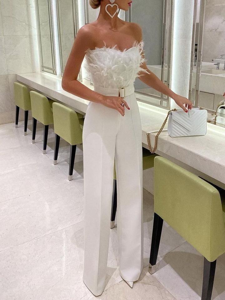 New Feather Tube Top Sexy Fashion Jumpsuit