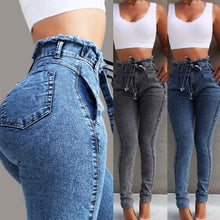 Load image into Gallery viewer, High Waist Jeans Women Streetwear Bandage Denim