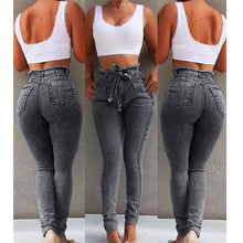 Load image into Gallery viewer, High Waist Jeans Women Streetwear Bandage Denim