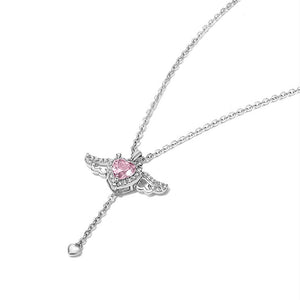 Cupid's Heart Necklace Earrings Love Angel Wings Tassel Chain