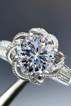 Load image into Gallery viewer, 2 Carat Moissanite Floral Platinum-Plated Ring