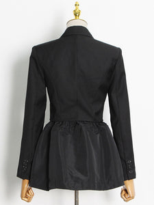 Black Blazers For Women Notched Loose Long Sleeve Single Button