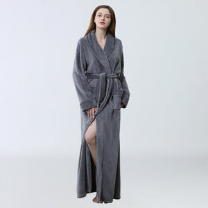The Same Pajamas Winter Pajamas Thickened And Lengthened Bathrobe LOGO Flannel Bathrobe