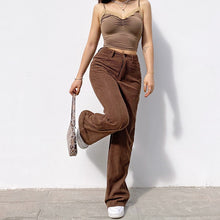 Load image into Gallery viewer, Retro Solid Corduroy High Waist Wide Leg Casual Pants Women&#39;s Basic Loose Pants