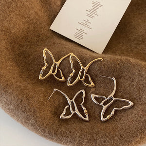 Irregular design sense metal butterfly earrings women's temperament fashion earrings