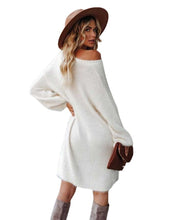Load image into Gallery viewer, New Women&#39;s Spring And Summer Four Color One Neck Medium Long Sweater Dress