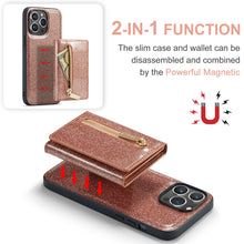 Load image into Gallery viewer, M3 For iPhone 14 Pro Max Glitter Wallet Protective Case iPhone 14 Pro Two In One Magnetic Phone Case