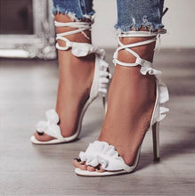 Load image into Gallery viewer, Cross Bandage High Heels Sandals Women Pumps Thin Heel Ruffle Lace Up Summer Shoes