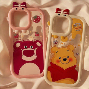Cartoon Strawberry Bear Small Monster Phone Case for Apple iPhone 13/12/11/XS/7plus Transparent tpu Phone Case