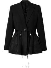 Load image into Gallery viewer, Black Blazers For Women Notched Loose Long Sleeve Single Button
