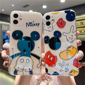 Cartoon Mickey XSMAX Mobile Phone Case Suitable For iPhone12pro Apple XR Flash Drill Glue Dropping Soft Case 11 / 8plus