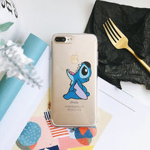 Load image into Gallery viewer, Funny Cartoon Anime Disneys Stitch simple Transparent Cover Case For iphone 8 7 6 6s Plus X XR Xs Max Soft Phone Back Shell