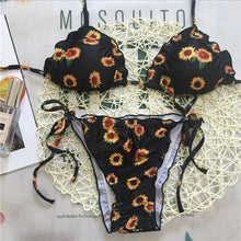 Load image into Gallery viewer, Sunflower Brazilian Print Swimsuit (Containing Chest Pad)