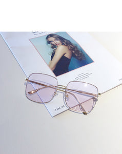 Square Sun Sunglasses Glasses Transparent Pink Glasses