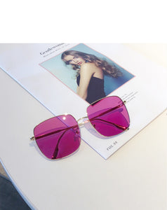 Square Sun Sunglasses Glasses Transparent Pink Glasses