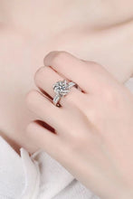 Load image into Gallery viewer, 2 Carat Moissanite Floral Platinum-Plated Ring