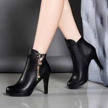 Load image into Gallery viewer, Women Ankle Boots, Thin Heel Zipper Casual Female Shoes Leather Boots Botas Mujer