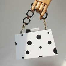 Load image into Gallery viewer, Black And White Polka Dot Clutch