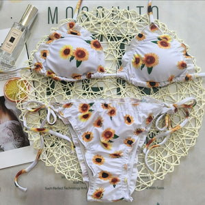 Sunflower Brazilian Print Swimsuit (Containing Chest Pad)