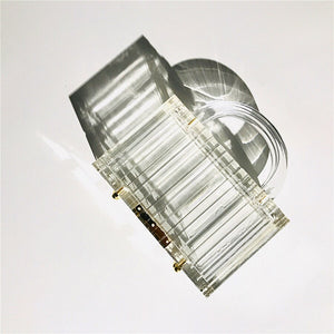 Transparent Striped Acrylic Top Handle Small Square Clutch High Quality