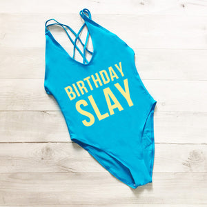 Cross Back BIRTHDAY SLAY Swimwear