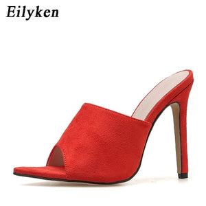 Pointed Stiletto High Heel 12.5CM Slippers Sandals Rubber Sole Woman Shoes