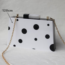 Load image into Gallery viewer, Black And White Polka Dot Clutch