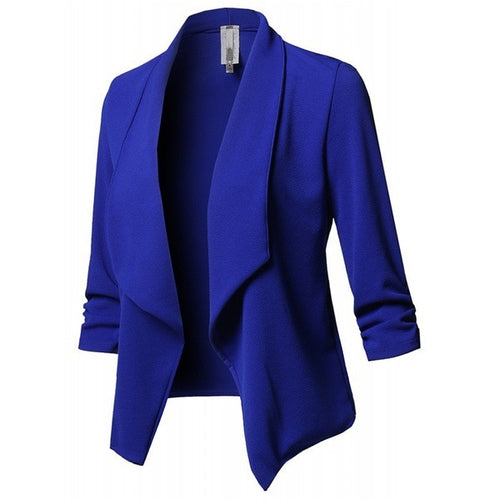 Long Sleeve Women Blazers and Jackets Ruched Asymmetrical Casual Business Suit