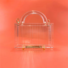 Load image into Gallery viewer, Transparent Striped Acrylic Top Handle Small Square Clutch High Quality
