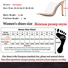 Load image into Gallery viewer, PVC Champagne Slippers Open Toed Sexy Thin Heels Women Transparent Heel Sandals Slides Pumps