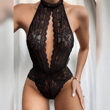 Load image into Gallery viewer, Sexy Lingerie Lace Lace Hollow Out Perspective V-neck Open Back Bodysuit