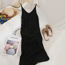 Load image into Gallery viewer, V Neck Solid Knitted Dresses Casual All Match Simple Fashion Korean Women Dress