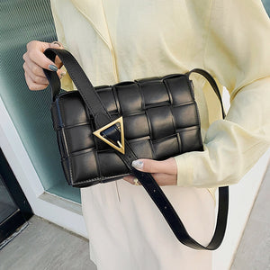Leather Triangle Buckle Shoulder Bag