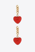 Load image into Gallery viewer, Rhinestone Heart Chain Drop Earrings