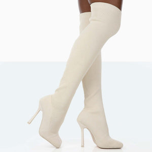 Europe And The United States Foreign Trade Large Size High With Fine Heel Stretch Boots Female